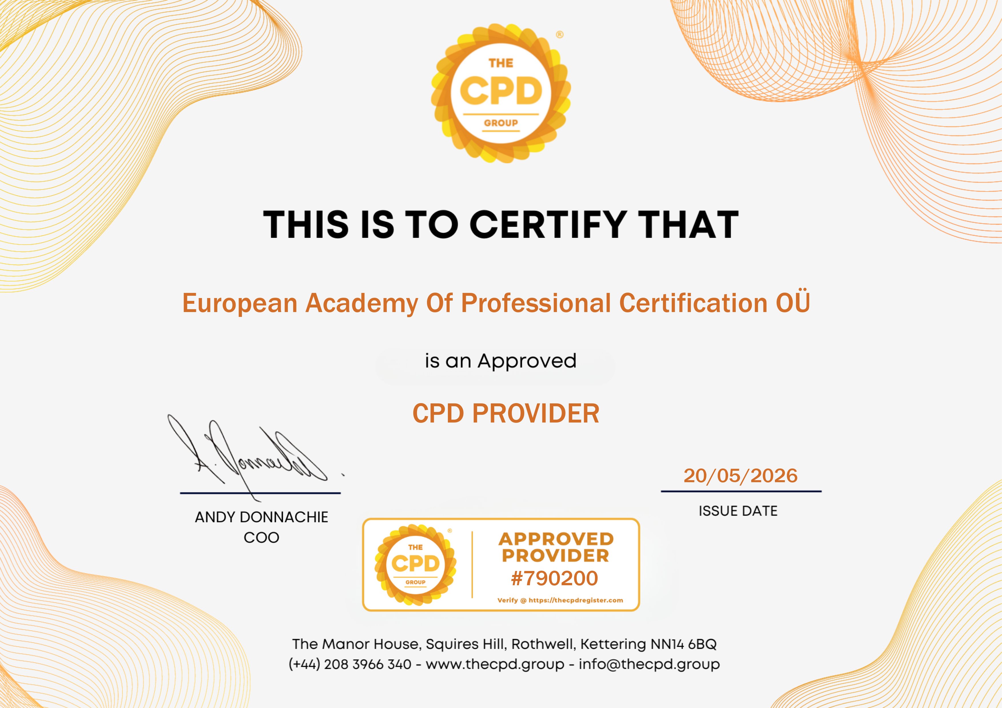 CPD Approved Provider #790200